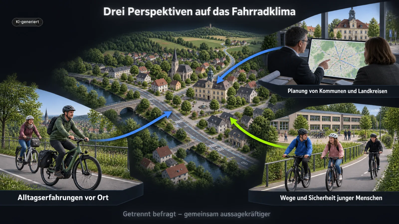 Schaubild der Warnwege: Cell Broadcast über Mobilfunk, NINA über Internet und Sirenenschall ohne Smartphone.
