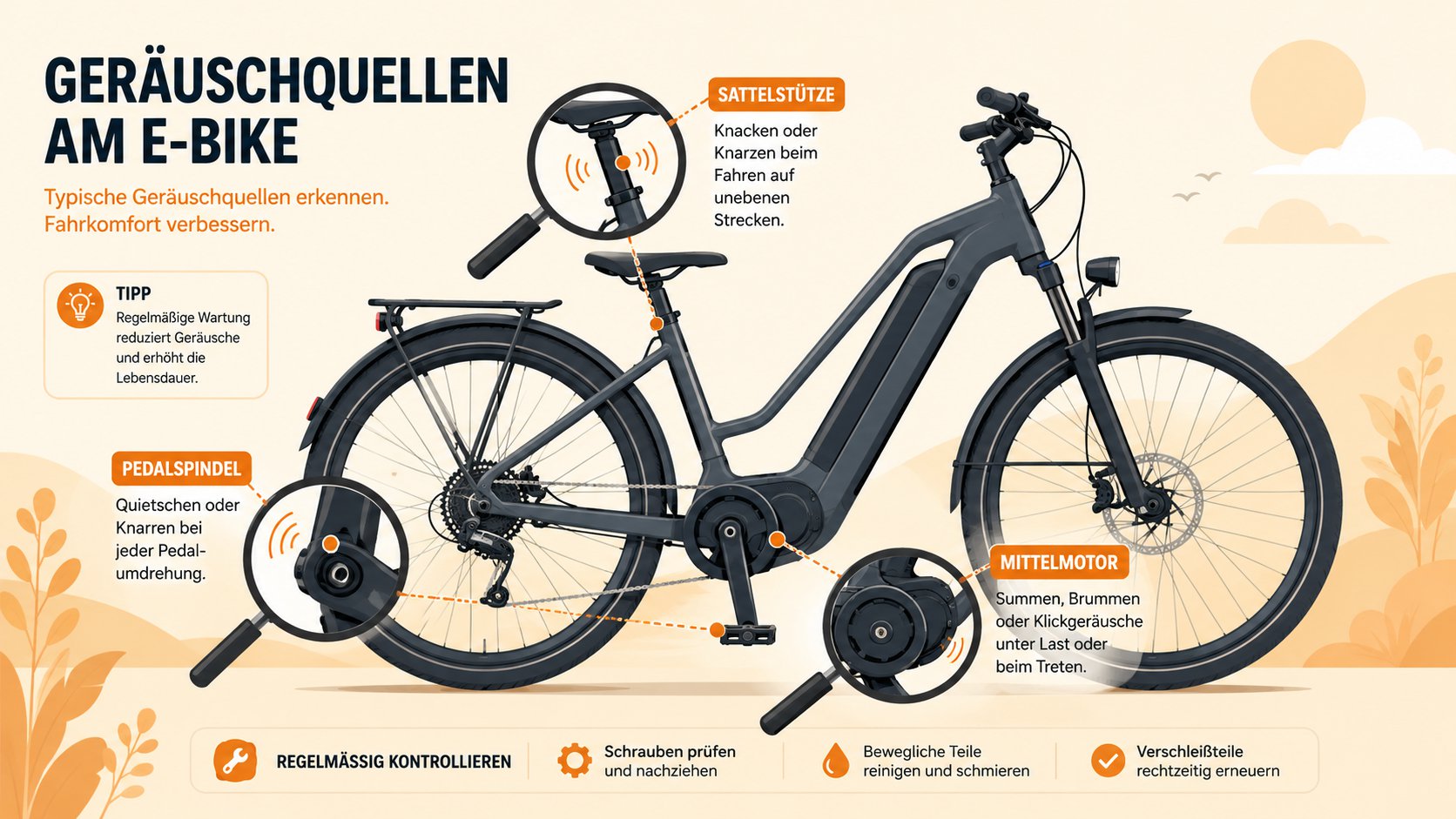 E-Bike knackt und knarzt? Geräusche selbst finden